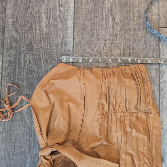 Free People Tan Ruched Tie-Front Crop Top Size M - Picture 8 of 8